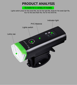 Bike Front Light USB Charging Waterproof